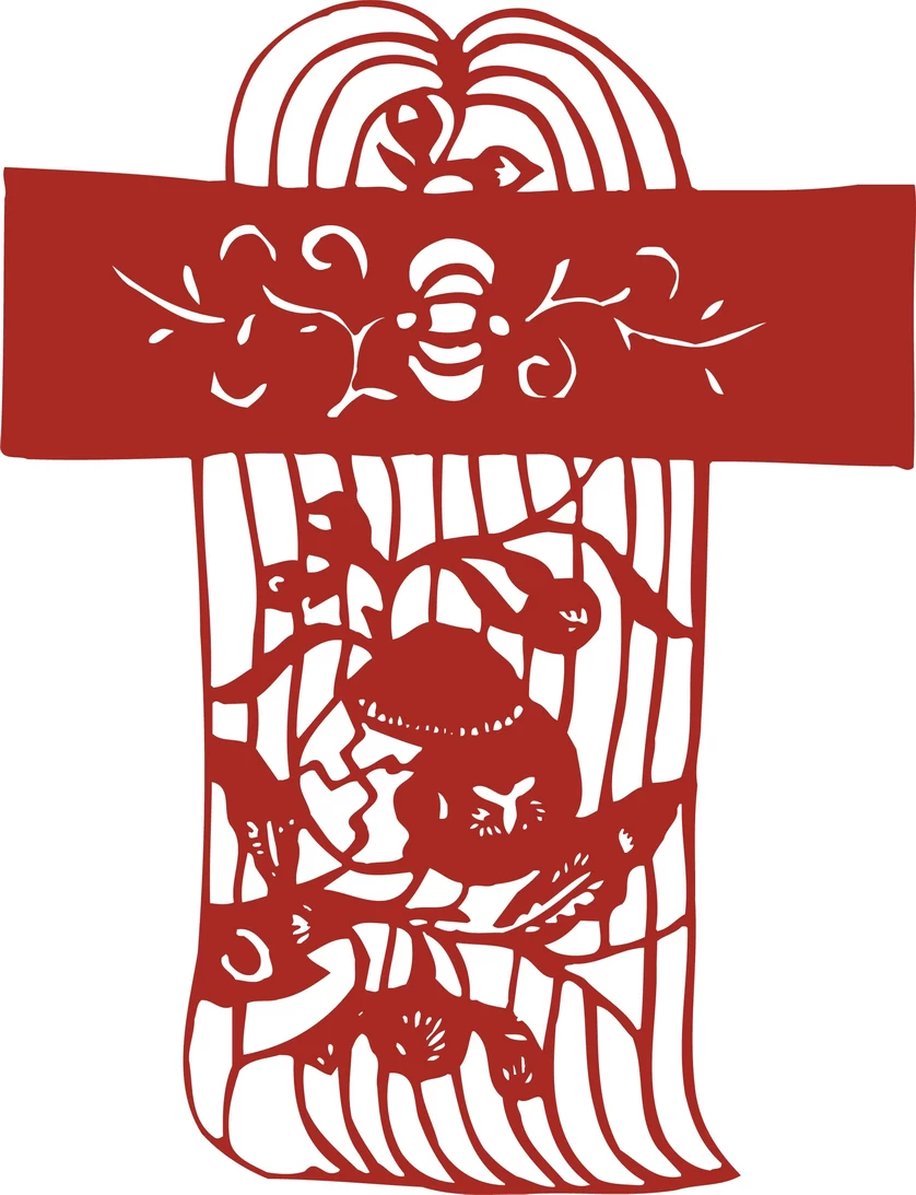 中国风中式传统喜庆民俗人物动物窗花剪纸插画边框AI矢量PNG素材【1684】